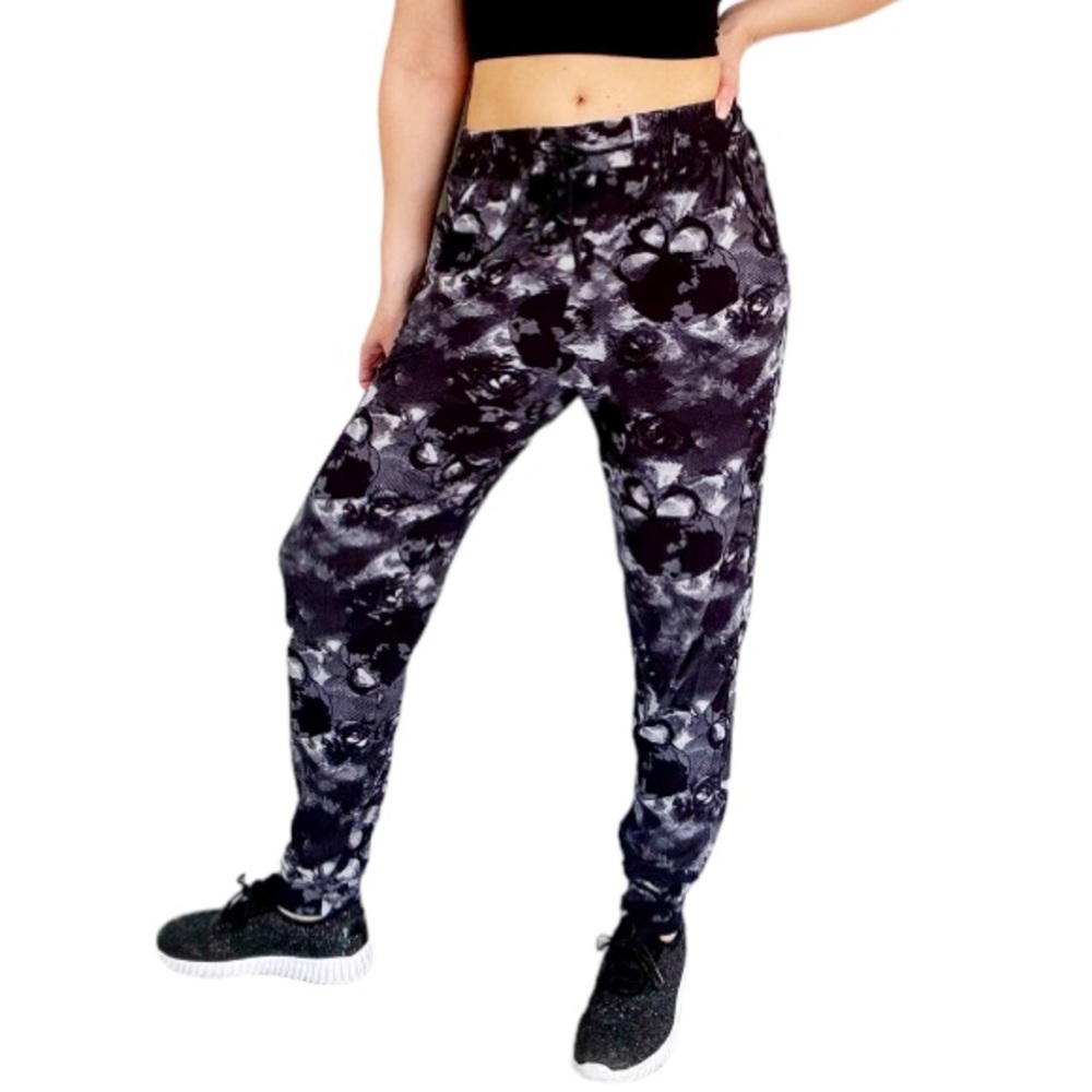 Black gray Halloween skeleton skull print jogger style sweatpants size small